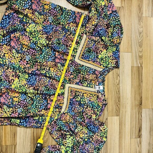 It’s Women's Plus 2XL Multicolor Blouse Ballon Sleeves Abstract Colorful Scoop - Picture 10 of 14